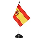 ANLEY Spain - Juego de banderas de escritorio de lujo。 6 x 4 pulgadas。 bandera de escritorio...
