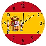 Higoss Reloj de pared con bandera de España, reloj redondo de 10 pulgadas, reloj silencioso que no...