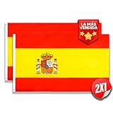 2 PCS Bandera España Grande de Tela 90 x 150cm Resistente al Mal Tiempo, Banderas de España Grande...