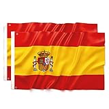 2 Banderas de España 90 x 150 cm - Ultra resistente, doble función con 2 ojales y trabilla para...