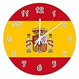 Yelolyio Relojes de pared de cuarzo de calidad de España, con bandera de España, reloj de pared...