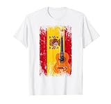 Guitarra con bandera de España Bajo Guitarrista Músico Música Rock Camiseta