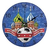 Copa Mundial De Fútbol De Fútbol Reloj de Pared Silencioso Reloj de Cuarzo Redondo DIY Reloj de...