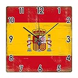 Reloj cuadrado con la bandera de España, recuerdo de España, PVC para decoración del hogar, reloj...