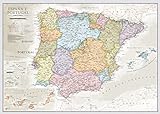 Maps International - Mapa España y Portugal, póster clásico con el mapa España, plastificado –...