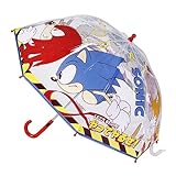 Paraguas Manual de Sonic para Niños - Transparente con Estampado de Sonic - Apertura Manual - 100%...