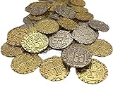 Monedas de Metal Pirata – 50 Grandes Monedas de Plata y Oro – réplica de doblones españoles...