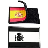 2 Parches bordados de banderas de España - Color y Negro - Escudos bordados - 2 Insignias tácticas...